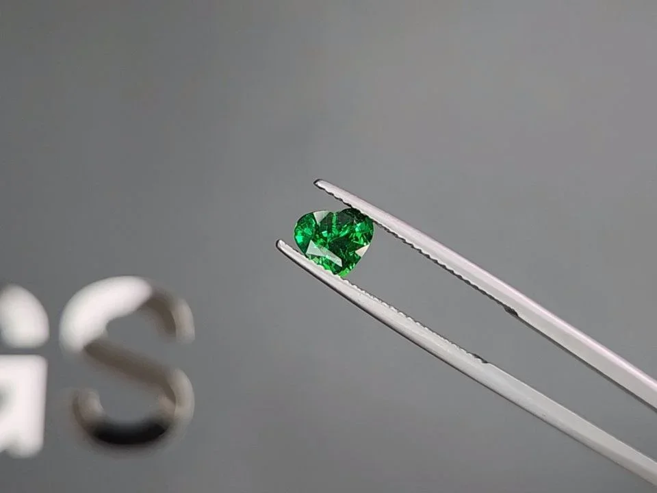 Vivid Green tsavorite garnet in heart shape 1.02 carats, Tanzania  Image №3