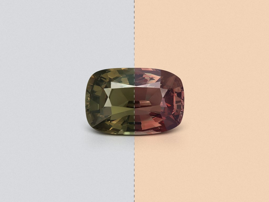 Alexandrite with color change cushion cut 1.80 carats, Tanzania Image №1
