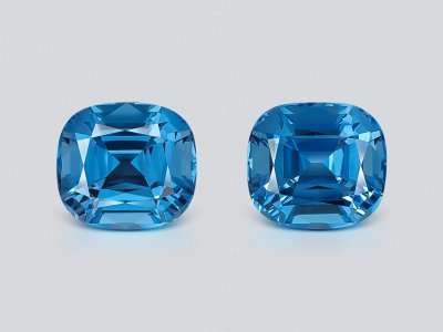 Pair of topaz Swiss Blue cushion cut 29.13 carats, Brazil photo
