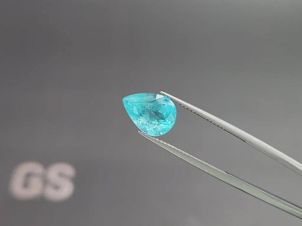 Neon-blue Paraiba tourmaline pear cut 4.23 carats, Mozambique  Image №3