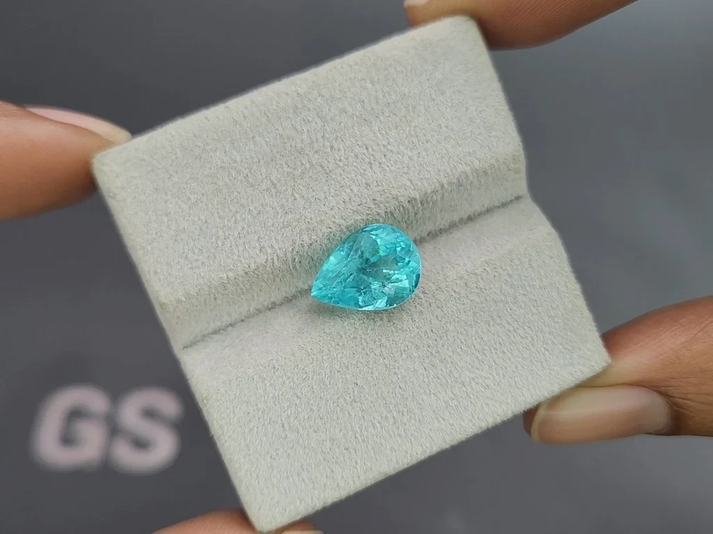 Neon-blue Paraiba tourmaline pear cut 4.23 carats, Mozambique  Image №4