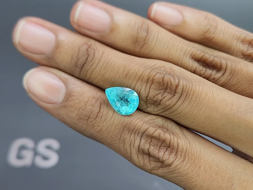 Neon-blue Paraiba tourmaline pear cut 4.23 carats, Mozambique  Image №2