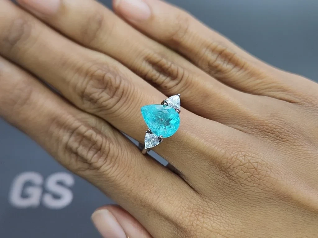 Neon-blue Paraiba tourmaline pear cut 4.23 carats, Mozambique  Image №5