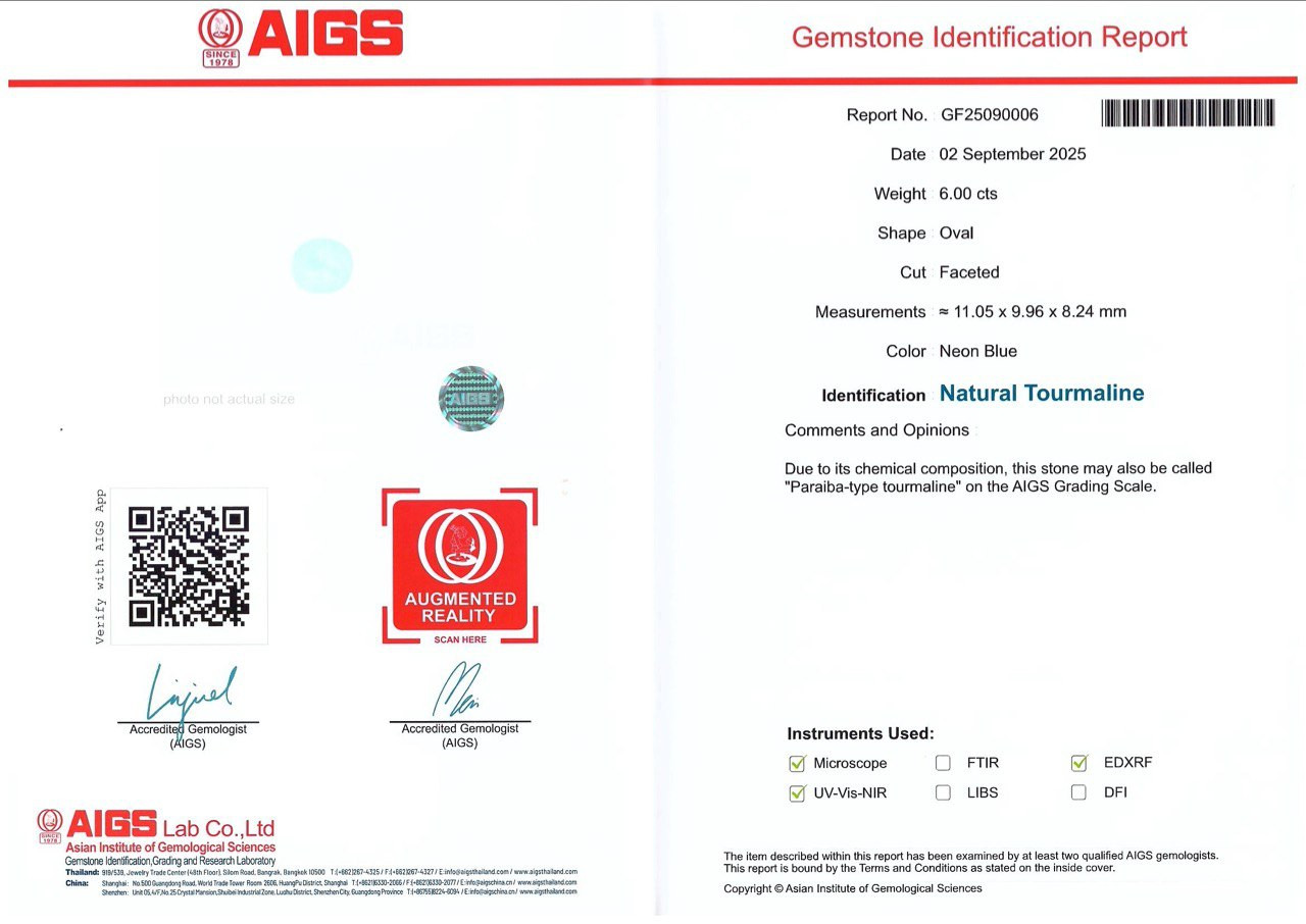 Neon blue Paraiba tourmaline in oval cut 6.00 carats, Africa Image №6