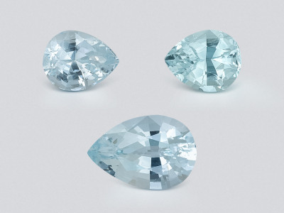 Set of aquamarines in pear cut 2.17 carats, Madagascar photo