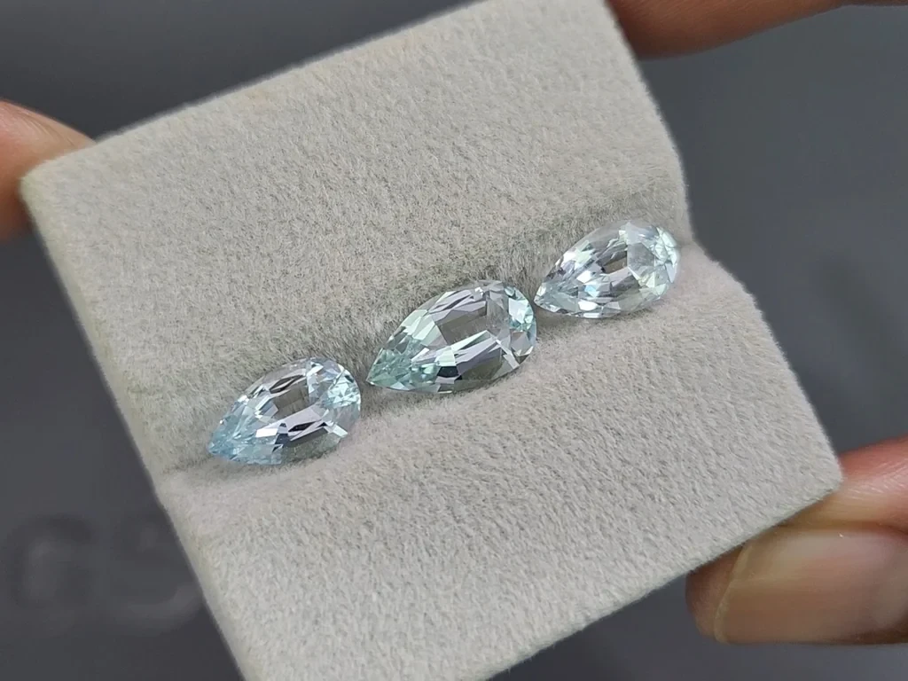 Set of aquamarines pear cut 4.51 carats, Madagascar Image №5