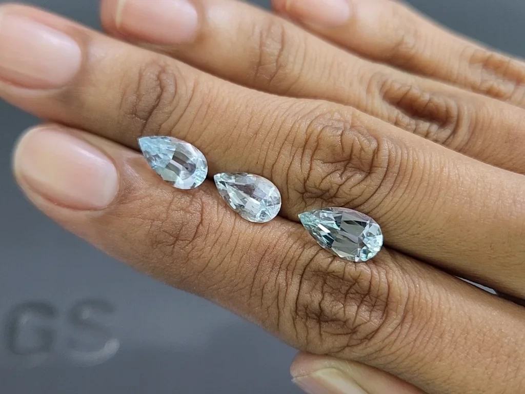 Set of aquamarines pear cut 4.51 carats, Madagascar Image №2