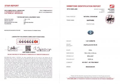 Certificate Unheated Teal sapphire in oval cut 1.21 ct, Madagascar, GFCO