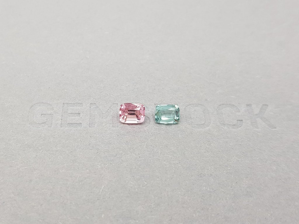 Contrasting pair of pink and blue tourmalines 0.83 ct Image №1