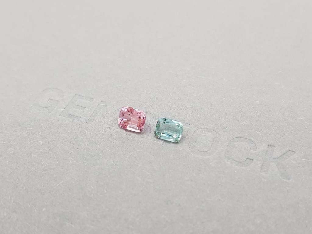 Contrasting pair of pink and blue tourmalines 0.83 ct Image №3
