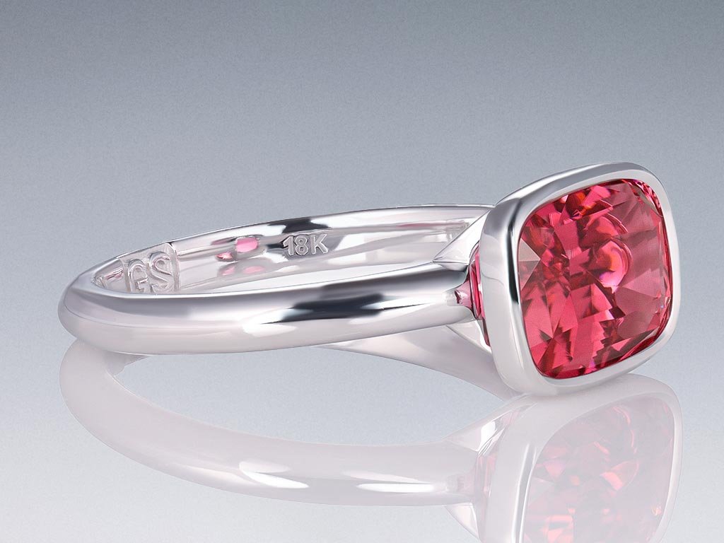 Ring with pink rubellite 3.55 carats in 18K white gold Image №2