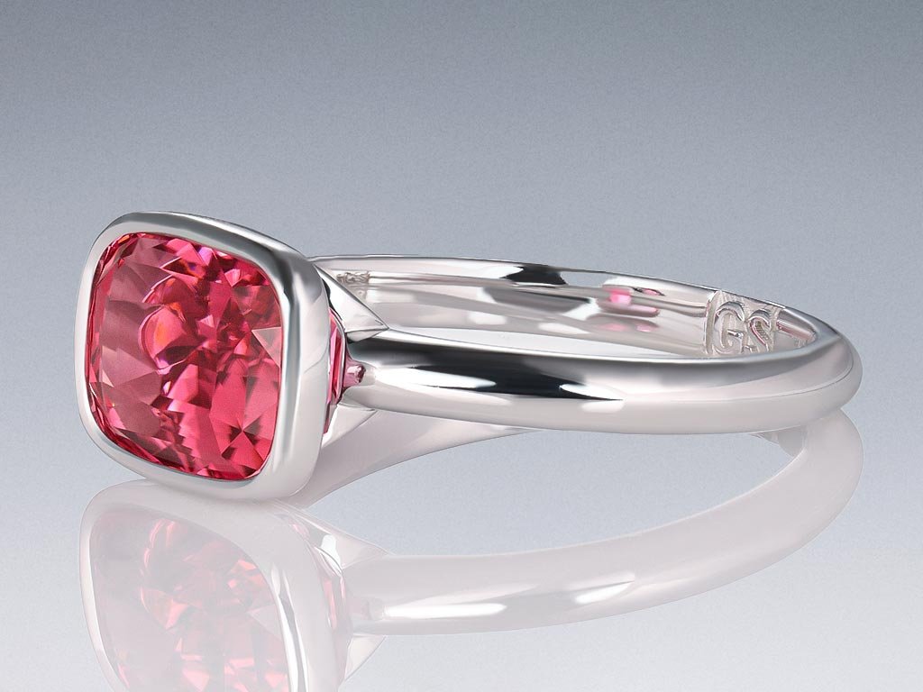 Ring with pink rubellite 3.55 carats in 18K white gold Image №3