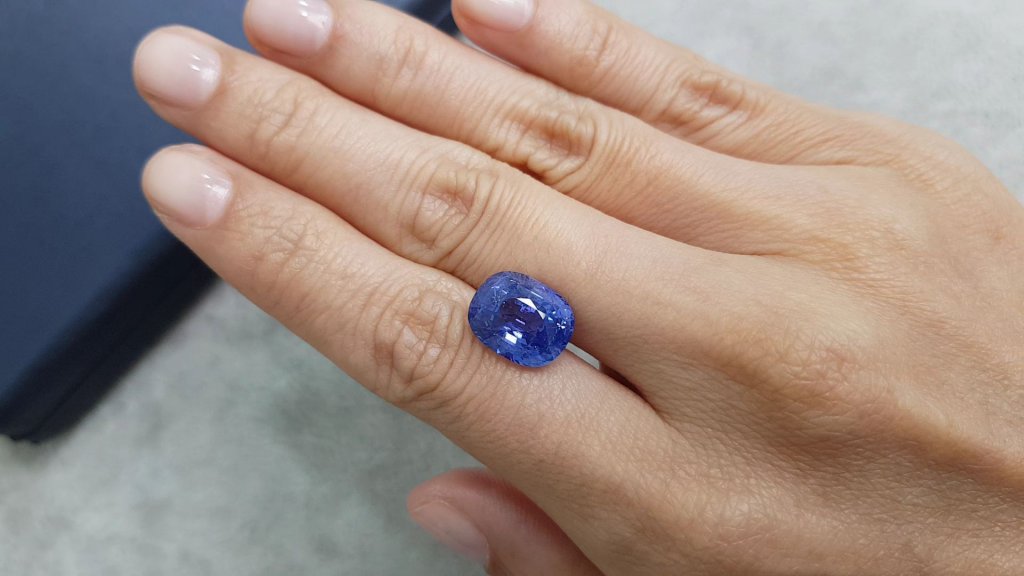 Unheated Cornflower blue sapphire 9.07 ct in cushion cut, Sri Lanka Image №4