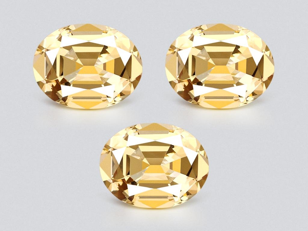Set of yellow citrines in a high-precision cut oval 27.53 carats, Africa  Image №1
