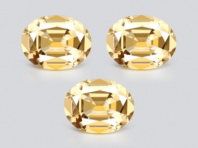 Set of yellow citrines in a high-precision cut oval 27.53 carats, Africa  photo