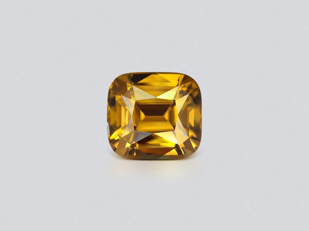 Yellow large cushion-cut zircon 14.38 carats, Tanzania Image №1