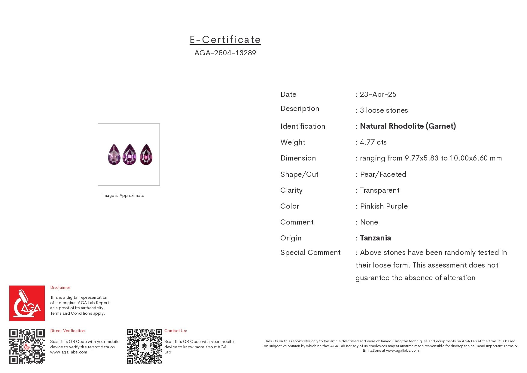 Set of rhodolite garnets in pear cut 4.77 carats, Tanzania Image №6