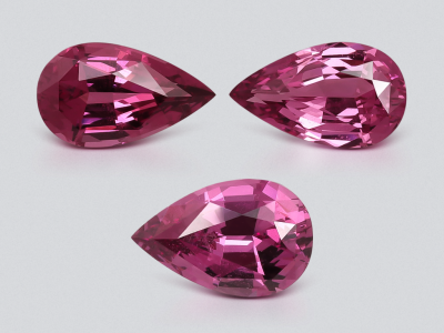 Set of rhodolite garnets in pear cut 4.77 carats, Tanzania photo
