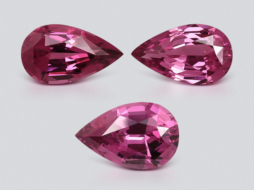 Set of rhodolite garnets in pear cut 4.77 carats, Tanzania Image №1