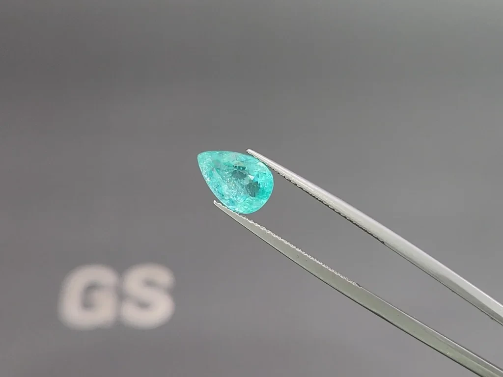 Neon green Paraiba pear cut  2.76 carats,  Mozambique Image №3