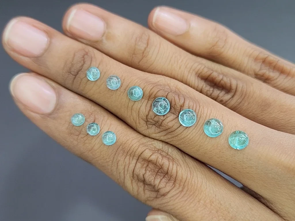 Set of Paraiba tourmalines cabochon cut 3.12 carats, Africa Image №2