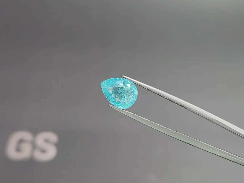 Neon-blue Paraiba tourmaline pear cut 3.90 carats, Mozambique Image №3