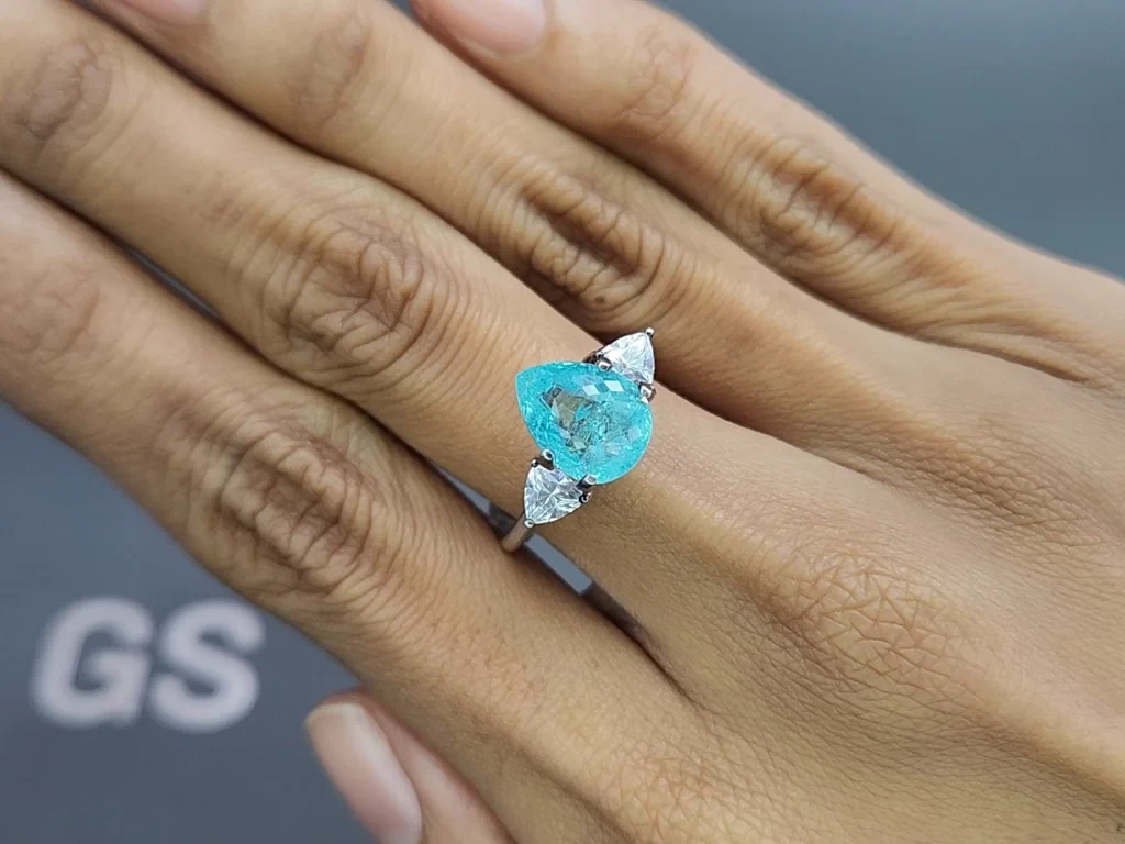 Neon-blue Paraiba tourmaline pear cut 3.90 carats, Mozambique Image №5