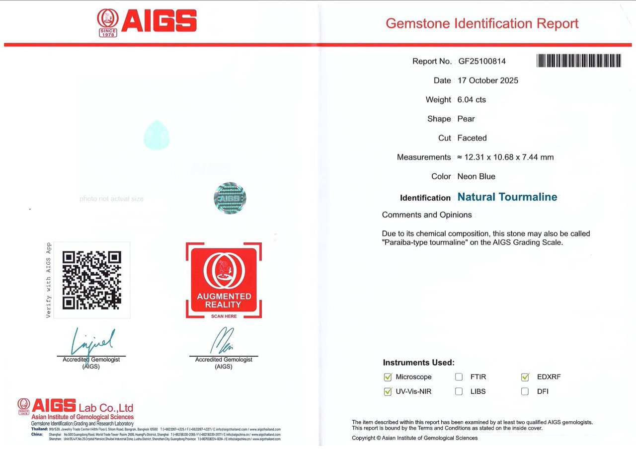 Neon blue Paraiba tourmaline in pear cut 6.04 carats, Africa Image №6