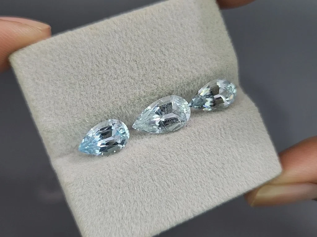 Set of aquamarines pear cut 4.49 carats, Madagascar Image №5