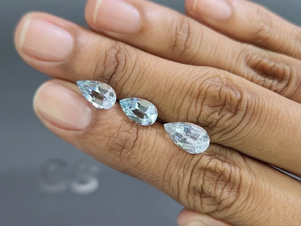 Set of aquamarines pear cut 4.49 carats, Madagascar Image №2