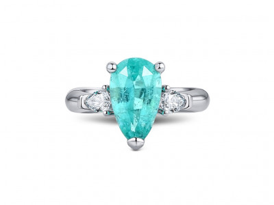 A 2.4-carat Paraiba tourmaline ring from Mozambique and diamonds set in 18-karat white gold. photo