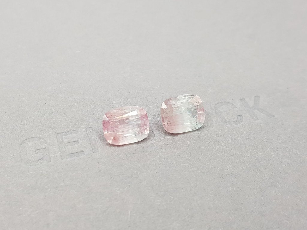 Pair of light pink cushion cut tourmalines 4.10 ct Image №3