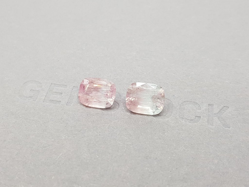 Pair of light pink cushion cut tourmalines 4.10 ct Image №4