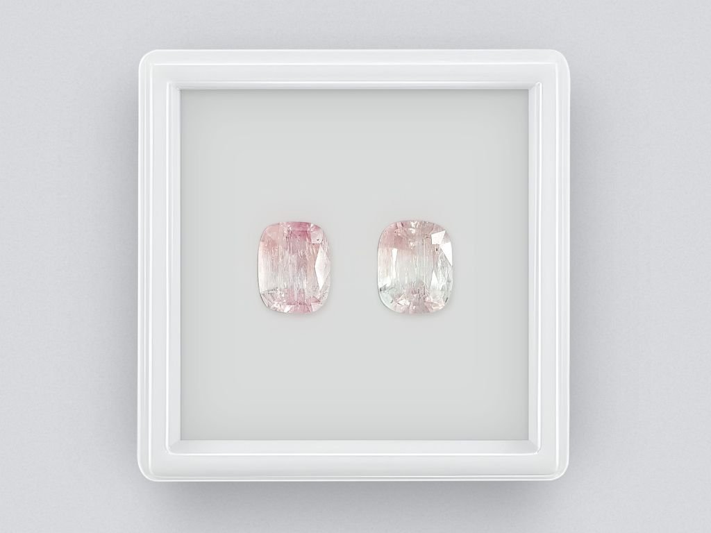Pair of light pink cushion cut tourmalines 4.10 ct Image №1