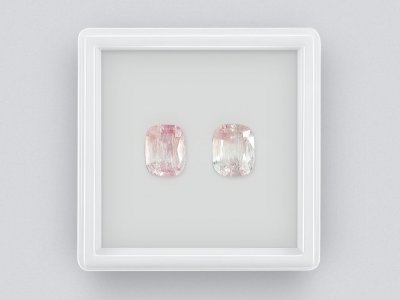 Pair of light pink cushion cut tourmalines 4.10 ct photo