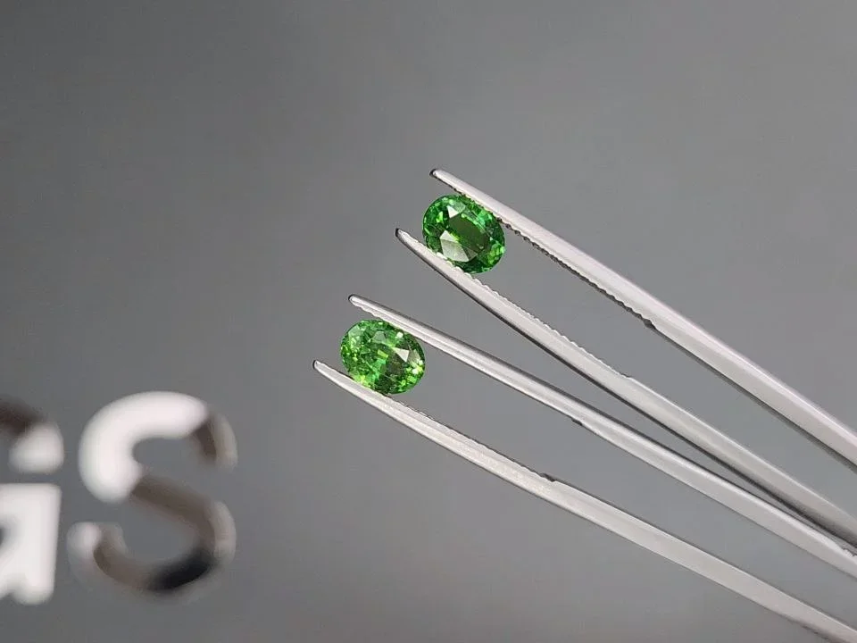Pair of intense green tsavorites in oval cut 2.05 carats, Tanzania Image №3