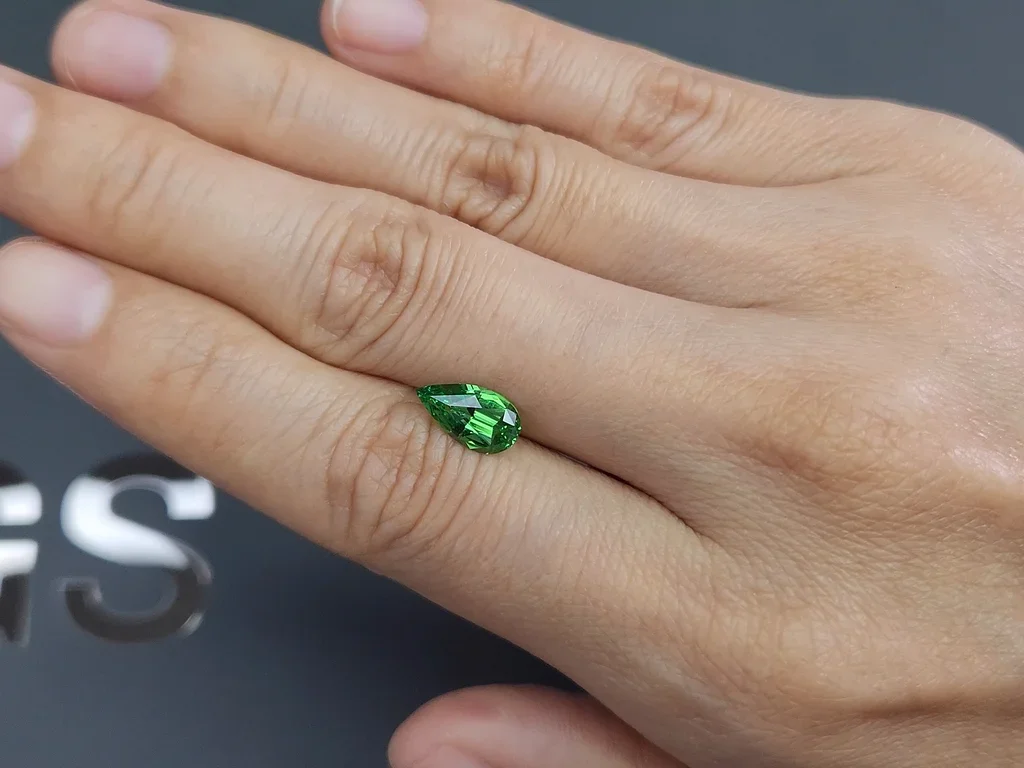 Neon Green tsavorite garnet in pear cut 1.53 carats, Tanzania Image №2
