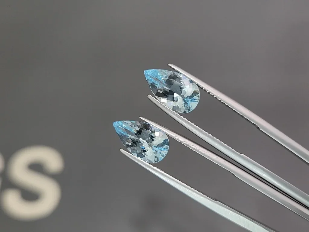 Pair of aquamarines pear-cut 4.04 carats, Madagascar  Image №3