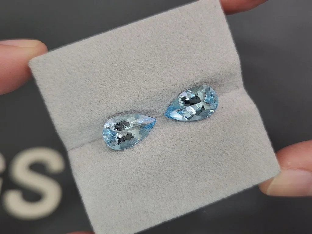 Pair of aquamarines pear-cut 4.04 carats, Madagascar  Image №4