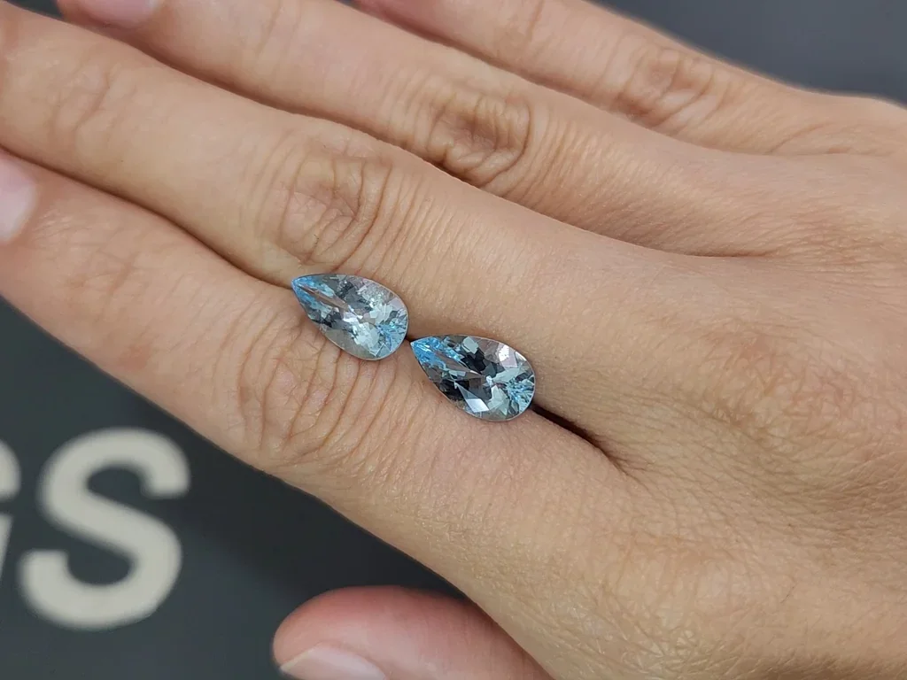Pair of aquamarines pear-cut 4.04 carats, Madagascar  Image №2