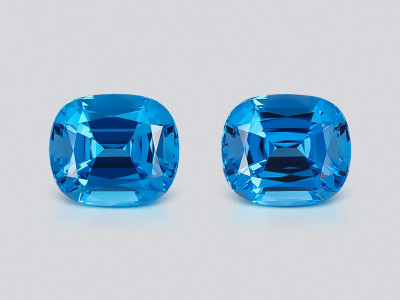 Pair of topaz Vivid Swiss Blue cushion cut 25.31 carats, Brazil photo