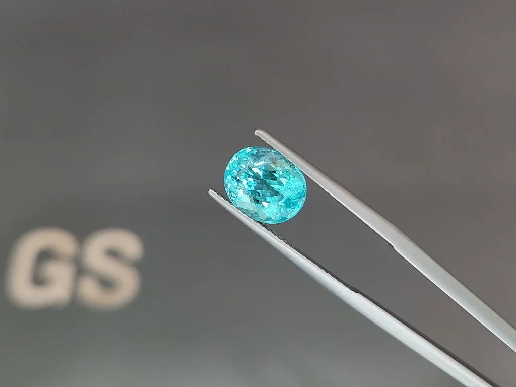 Neon blue tourmaline Paraiba oval cut 3.44 carats, Africa Image №3