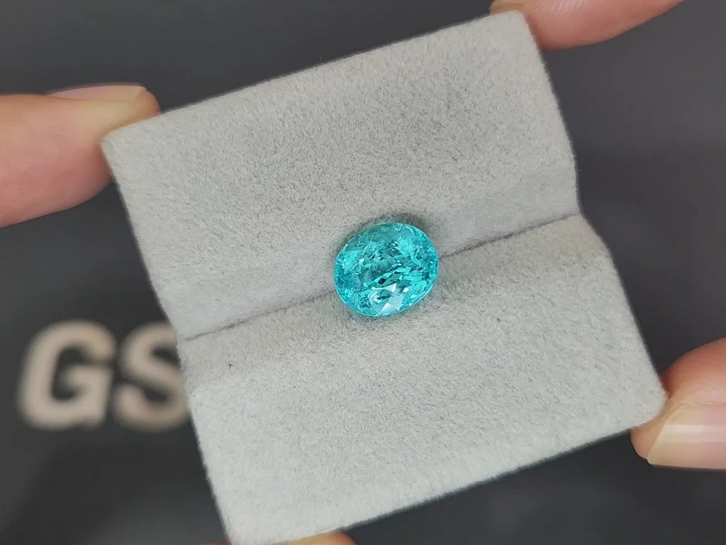 Neon blue tourmaline Paraiba oval cut 3.44 carats, Africa Image №4