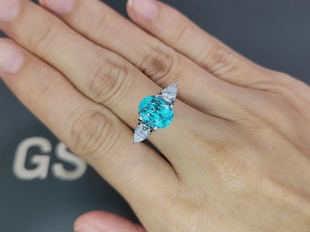 Neon blue tourmaline Paraiba oval cut 3.44 carats, Africa Image №5