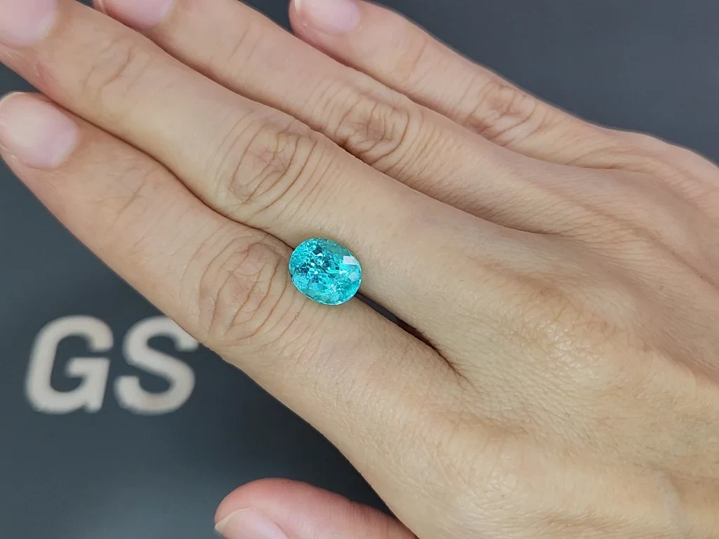 Neon blue tourmaline Paraiba oval cut 3.44 carats, Africa Image №2