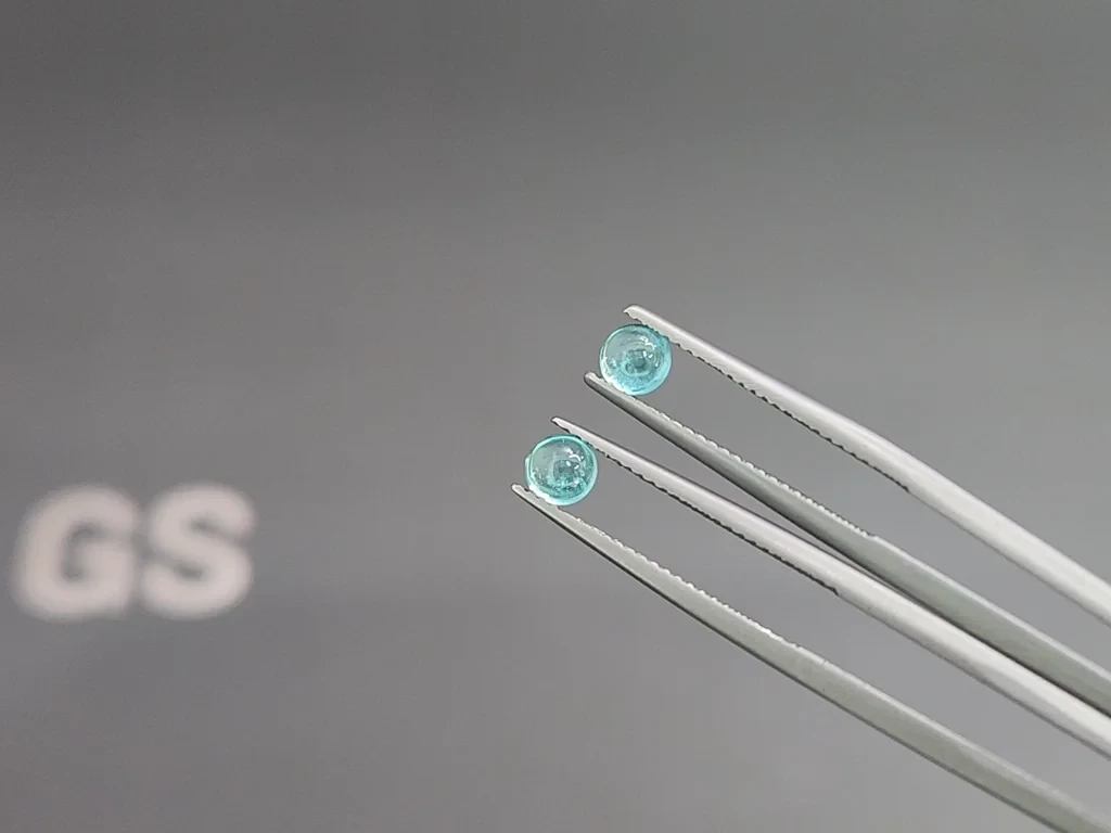 Set of Paraiba tourmalines cabochon cut 4.32 carats, Africa Image №3