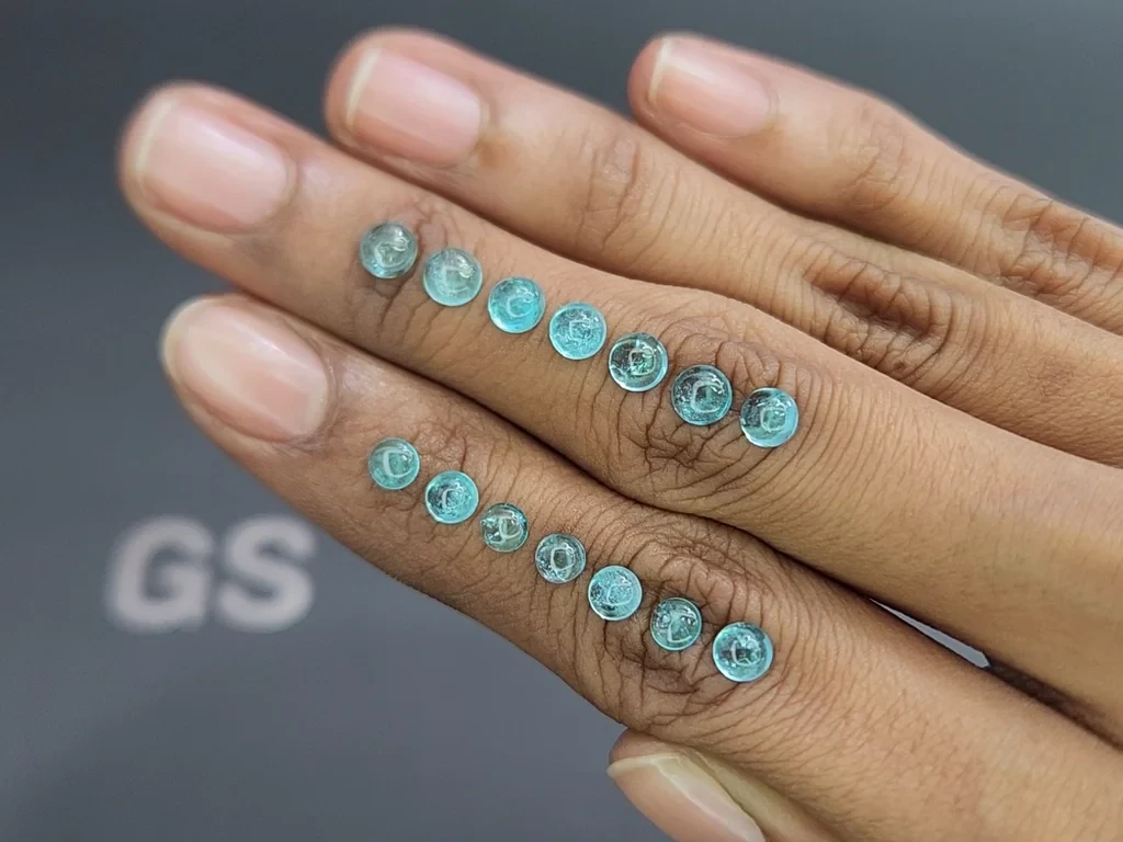 Set of Paraiba tourmalines cabochon cut 4.32 carats, Africa Image №2