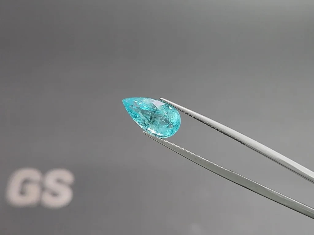 Neon blue Paraiba tourmaline pear cut 3.38 carats, Mozambique Image №3