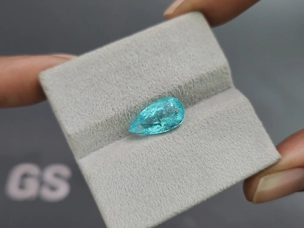 Neon blue Paraiba tourmaline pear cut 3.38 carats, Mozambique Image №4