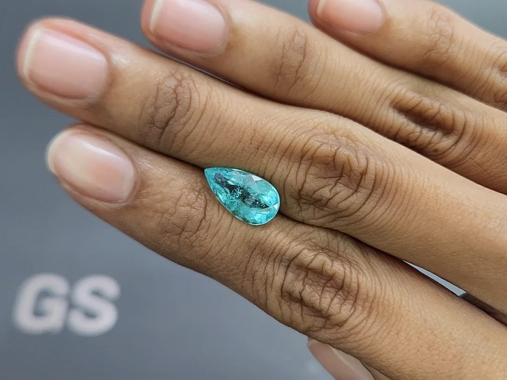 Neon blue Paraiba tourmaline pear cut 3.38 carats, Mozambique Image №2